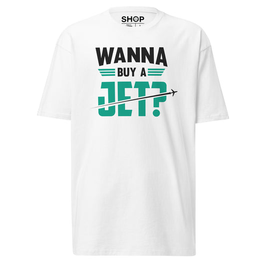 Wanna Buy a Jet?™ Premium Heavyweight T-shirt (Green Logo)